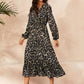 Leopard Surplice Front Ruffle Hem Flowy Dress
