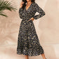 Leopard Surplice Front Ruffle Hem Flowy Dress