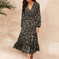 Leopard Surplice Front Ruffle Hem Flowy Dress