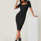 Square Neck Form Fitted Dress
