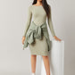 Scoop Neck Solid Long Sleeve Bodycon Dress