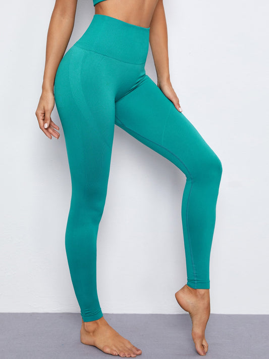 Solid Wide Waistband Sports Leggings