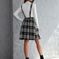 Houndstooth And Plaid Print Pinafore Dress