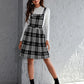 Houndstooth And Plaid Print Pinafore Dress