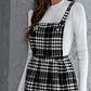 Houndstooth And Plaid Print Pinafore Dress