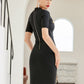 Zip Back Button Front Bodycon Dress