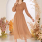 Swiss Dot Button Front Shirred Waist Dress
