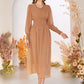 Swiss Dot Button Front Shirred Waist Dress