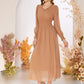 Swiss Dot Button Front Shirred Waist Dress