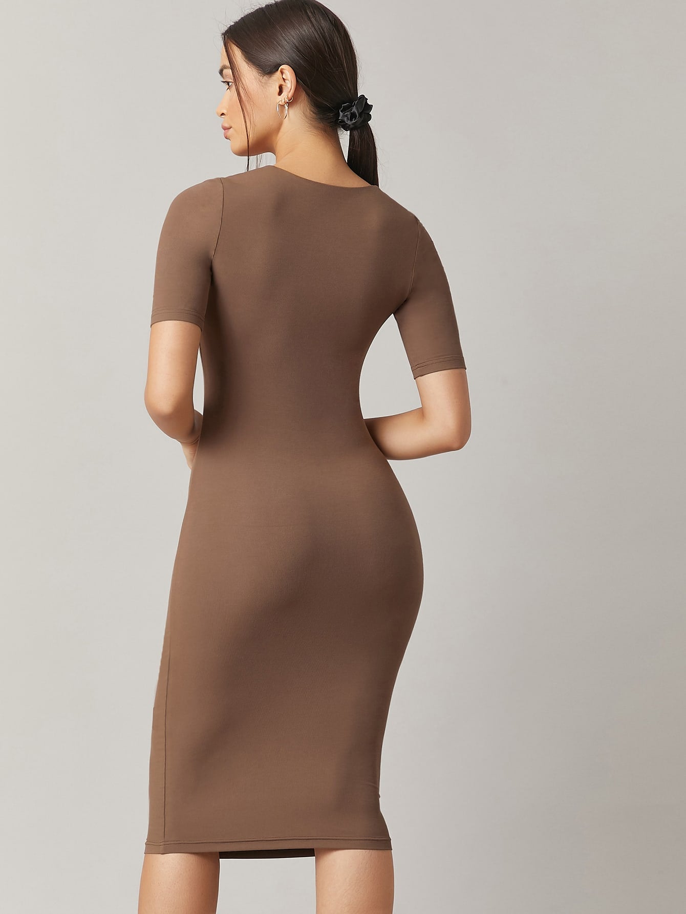 Square Neck Form Fitted Dress