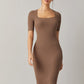 Square Neck Form Fitted Dress