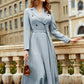 Double Button Belted Pleated Dress