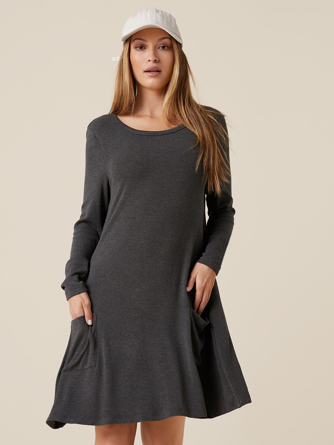 Pocket Patched Solid Dress