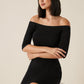 Off Shoulder Solid Bodycon Dress