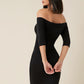 Off Shoulder Solid Bodycon Dress