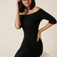 Off Shoulder Solid Bodycon Dress