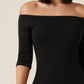 Off Shoulder Solid Bodycon Dress
