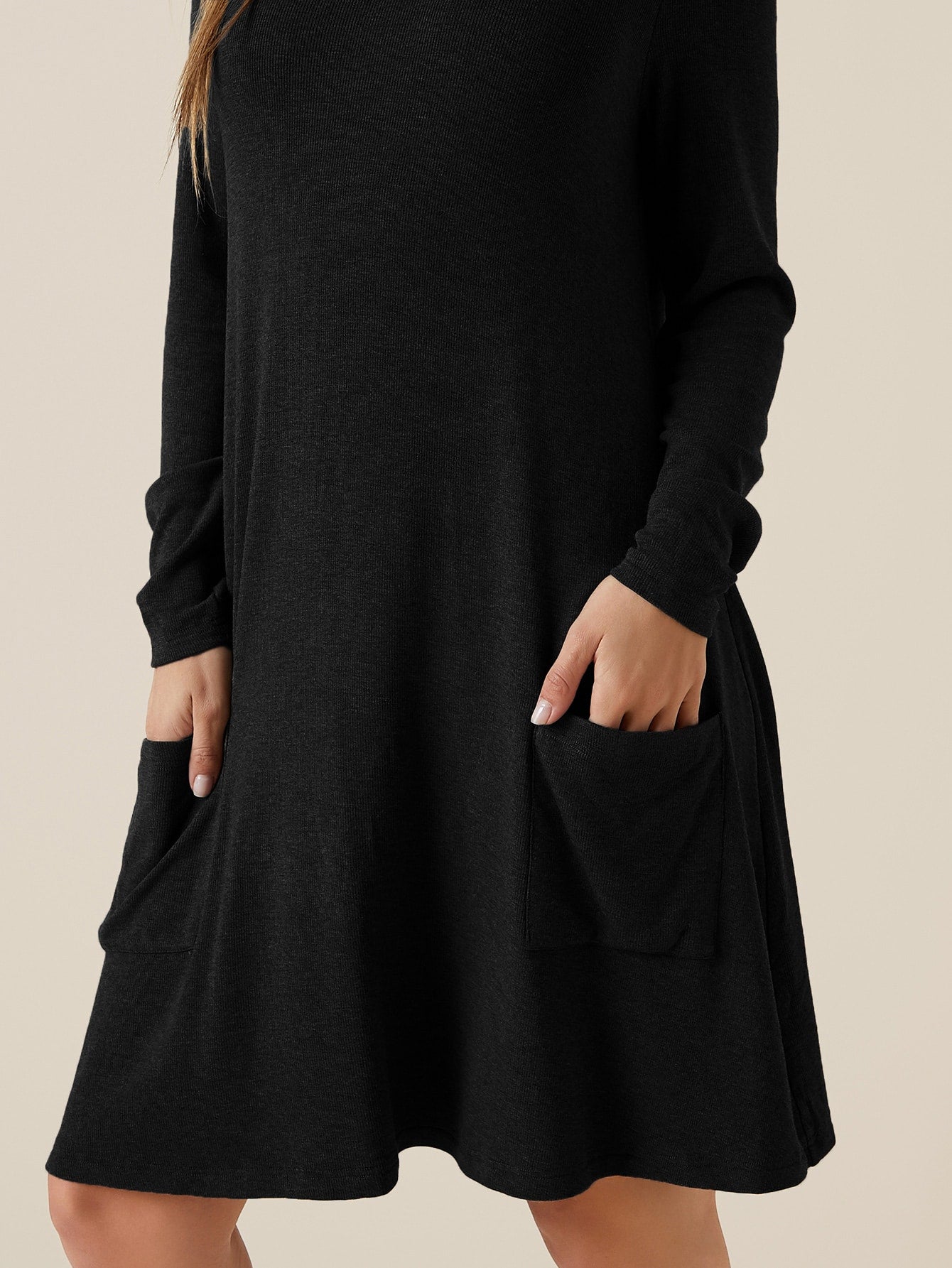 Pocket Patched Solid Dress