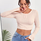 Notch Neck Rib-knit Crop Tee