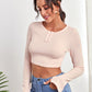 Notch Neck Rib-knit Crop Tee