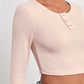 Notch Neck Rib-knit Crop Tee