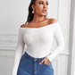 Off Shoulder Solid Form Fitted Tee