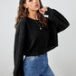 Drop Shoulder Rib-knit Crop Tee