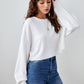 Drop Shoulder Rib-knit Crop Tee