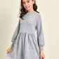 Girls Mock Neck Raglan Sleeve Solid Dress