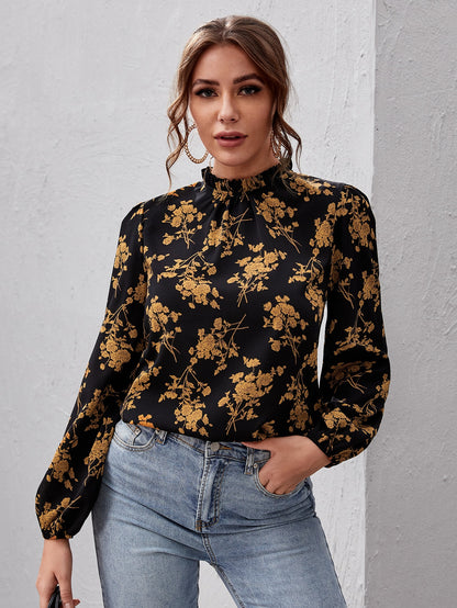 Frill Neck Floral Top