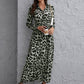 Button Front Self Belted Leopard Shirt Dress