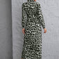 Button Front Self Belted Leopard Shirt Dress