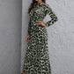 Button Front Self Belted Leopard Shirt Dress