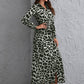 Button Front Self Belted Leopard Shirt Dress