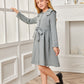 Girls Peter Pan Collar Belted Plaid Dress