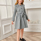 Girls Peter Pan Collar Belted Plaid Dress