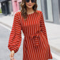 Self Belted Pinstripe Shift Dress