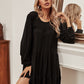 Bishop Sleeve Ruffle Hem Babydoll Dress