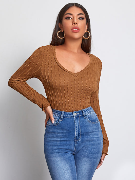 Cable Knit Solid Top