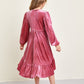 Girls Lantern Sleeve High-low Ruffle Hem Velvet Dress