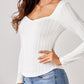 Sweetheart Neck Textured Form Fitted Tee