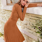 Wide Waistband Rib-knit Sweater Dress