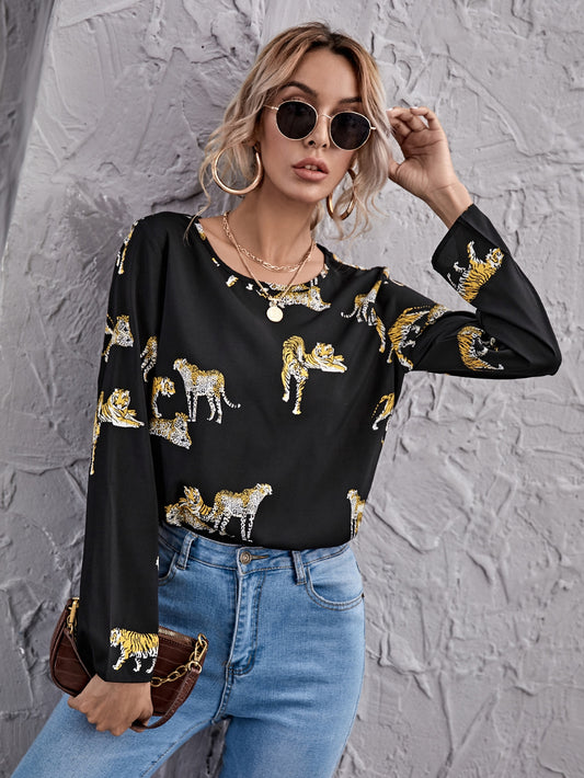 Tiger and Leopard Print Top
