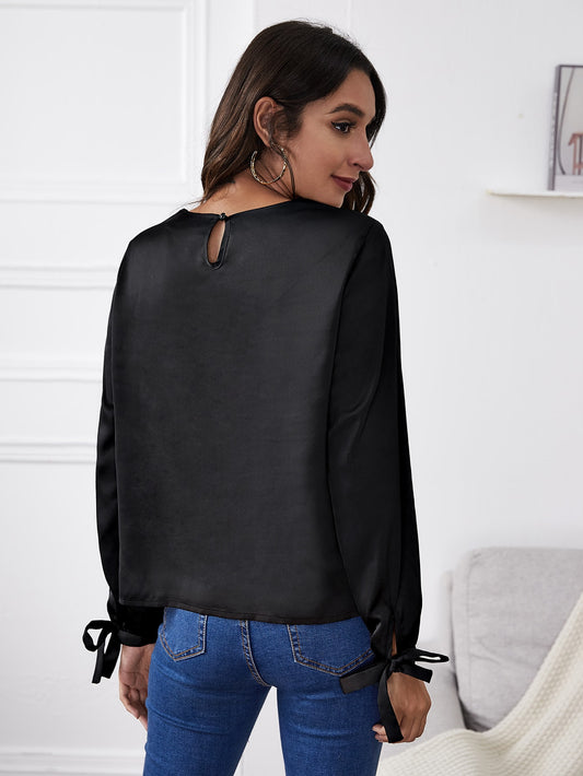 Solid Tie Cuff Top
