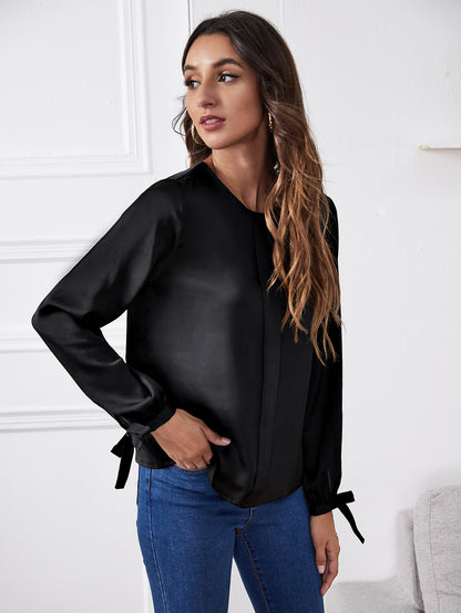 Solid Tie Cuff Top