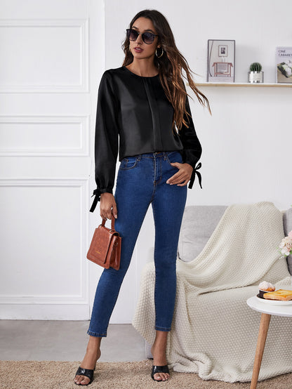 Solid Tie Cuff Top