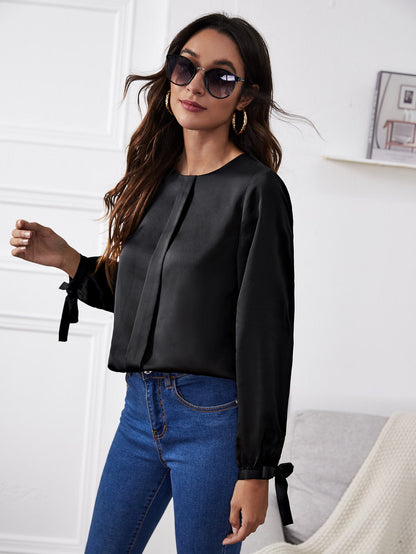 Solid Tie Cuff Top