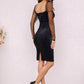 Dobby Mesh Split Hem Velvet Dress