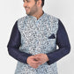 Men Blue Printed Nehru Jacket
