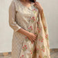 Women's Cotton Blend Embroidered Straight Kurta with Pant & Dupatta